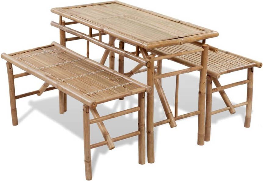 VidaXL Picknick tafel set inklapbaar bamboe 3-delig - Foto 4