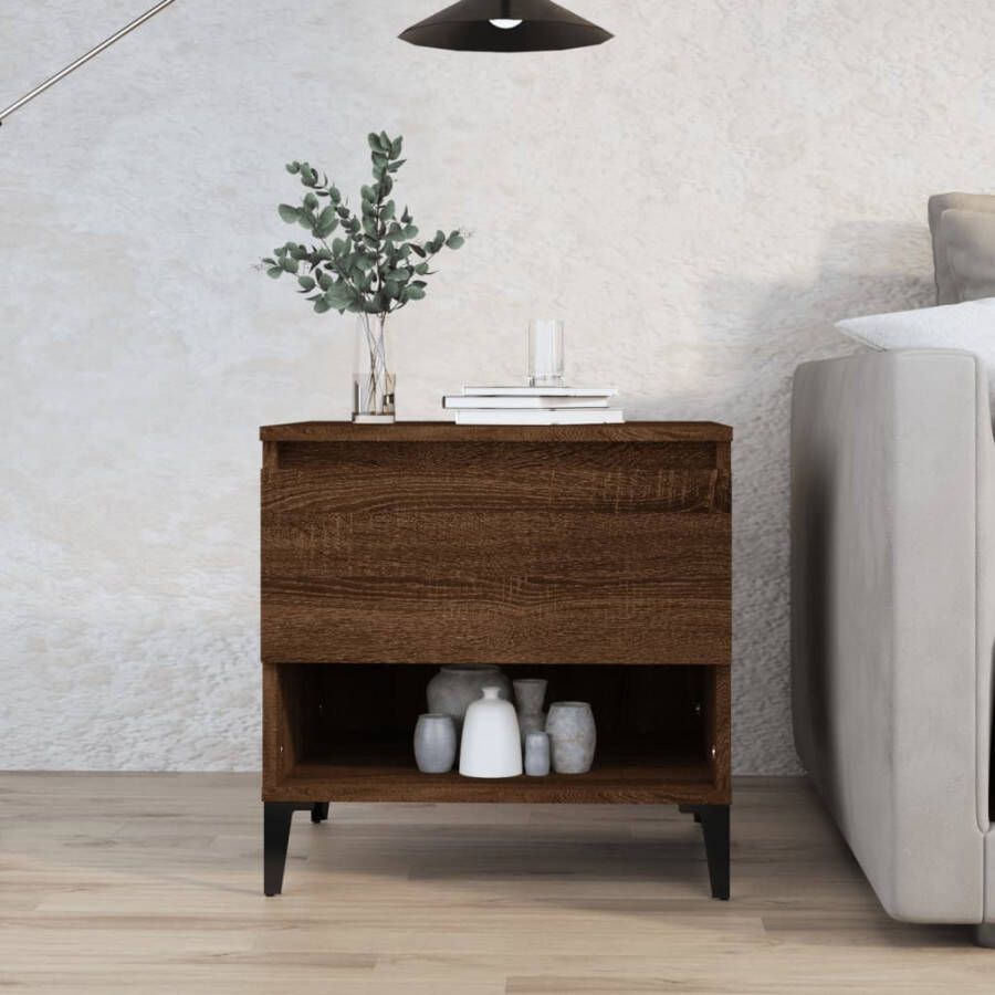 VidaXL -Bijzettafel-50x46x50-cm-bewerkt-hout-bruineikenkleurig - Foto 2