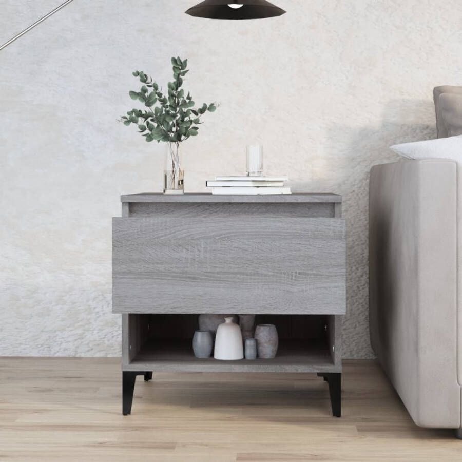 VidaXL -Bijzettafel-50x46x50-cm-bewerkt-hout-grijs-sonoma-eikenkleur