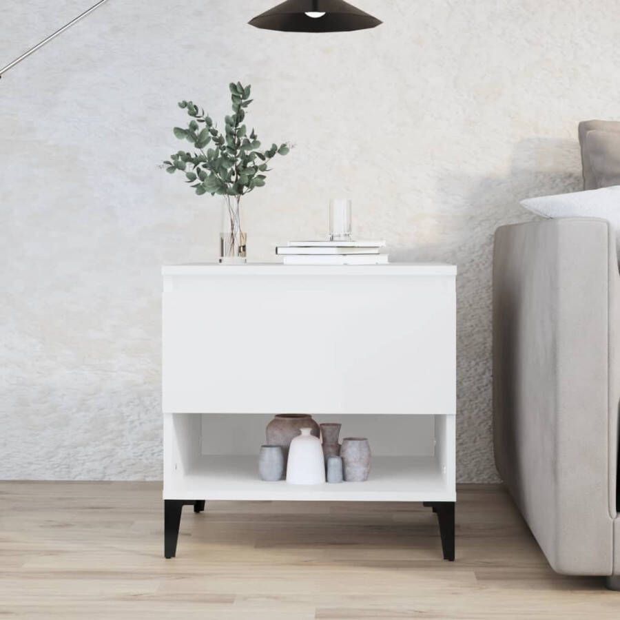 VidaXL -Bijzettafel-50x46x50-cm-bewerkt-hout-wit - Foto 2