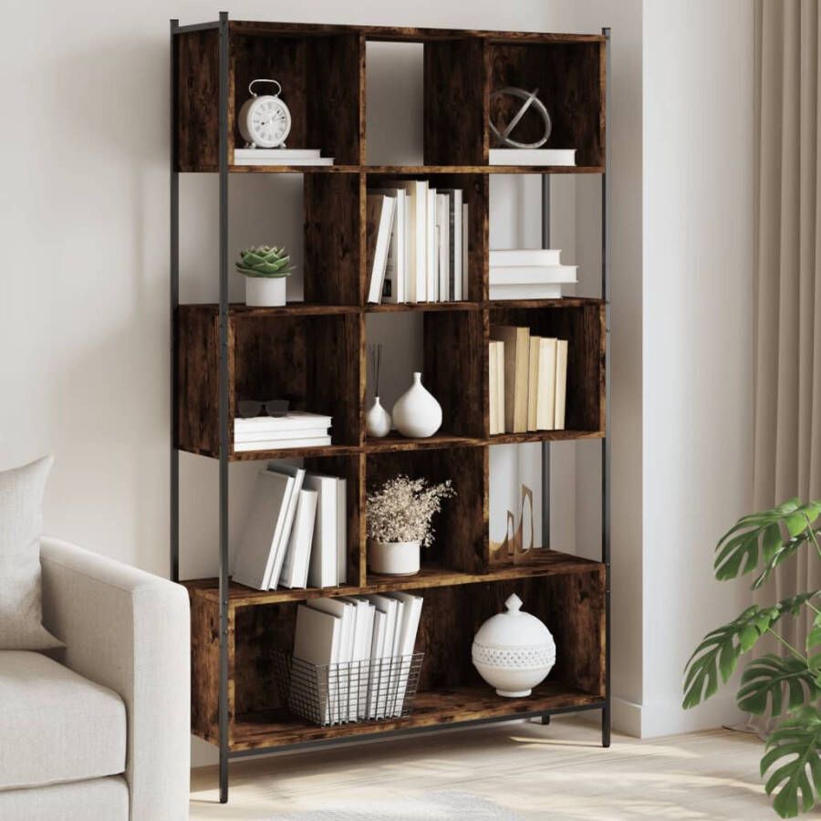 VidaXL -Boekenkast-102x28x172-cm-bewerkt-hout-gerookt-eikenkleurig - Foto 4