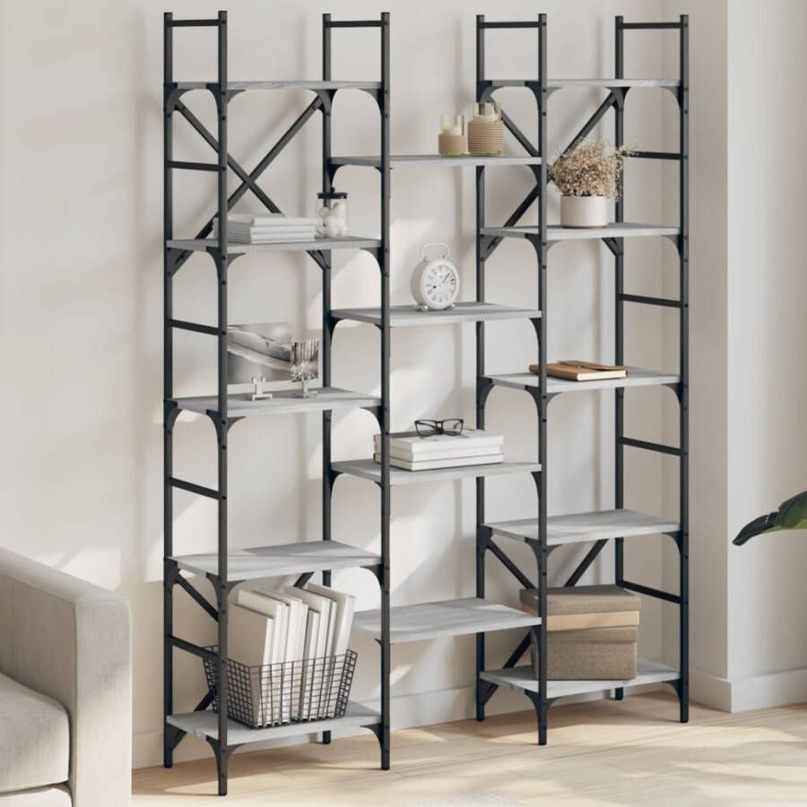 VidaXL -Boekenkast-127 5x28 5x172 5-cm-bewerkt-hout-grijs-sonoma-eiken - Foto 2