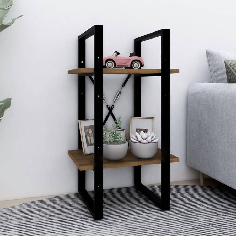 VidaXL -Boekenkast-2-laags-40x30x70-cm-bewerkt-hout-bruineikenkleurig