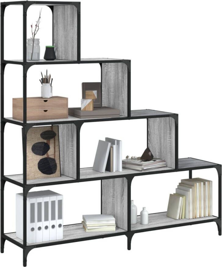 VidaXL -Boekenkast-4-laags-139x33 5x149-cm-bewerkt-hout-grijs-sonoma - Foto 4