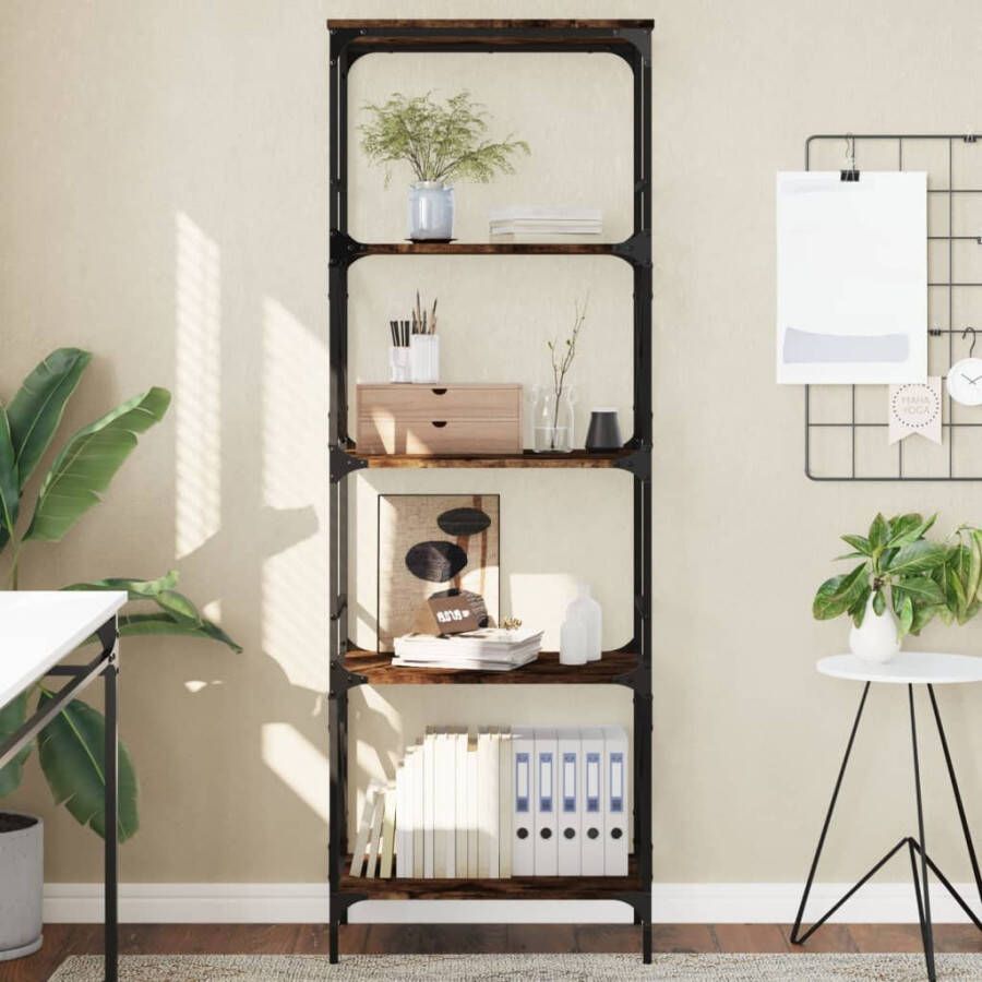 VidaXL -Boekenkast-5-laags-59x35x171-cm-bewerkt-hout-gerookt-eikenkleur