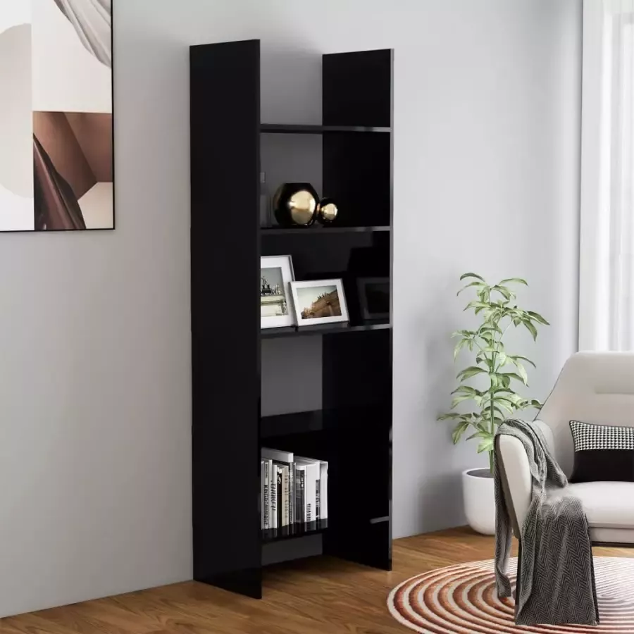 VIDAXL Boekenkast 60x35x180 cm spaanplaat hoogglans zwart - Foto 1