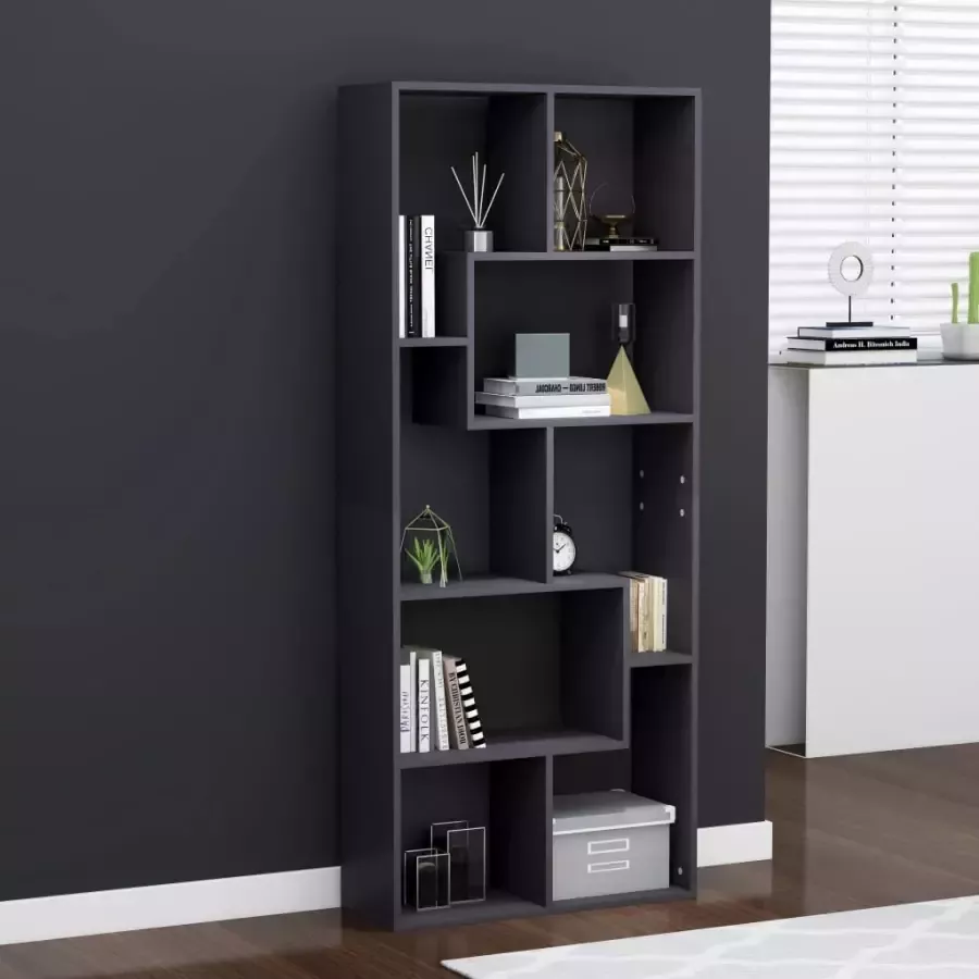 VidaXL -Boekenkast-67x24x161-cm-bewerkt-hout-grijs - Foto 3