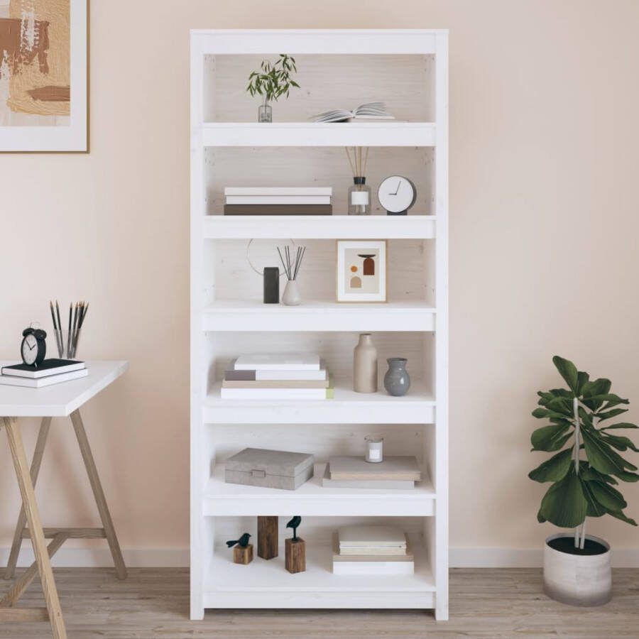 VidaXL -Boekenkast-80x35x183-cm-massief-grenenhout-wit
