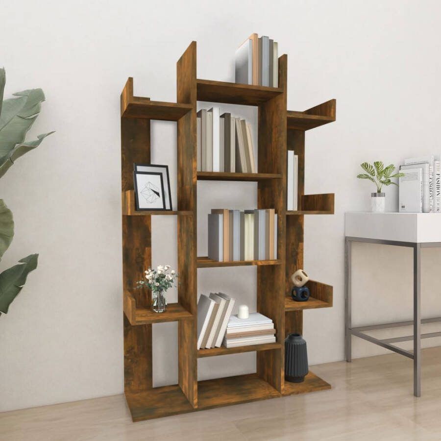 VidaXL -Boekenkast-86x25 5x140-cm-bewerkt-hout-gerookt-eikenkleurig