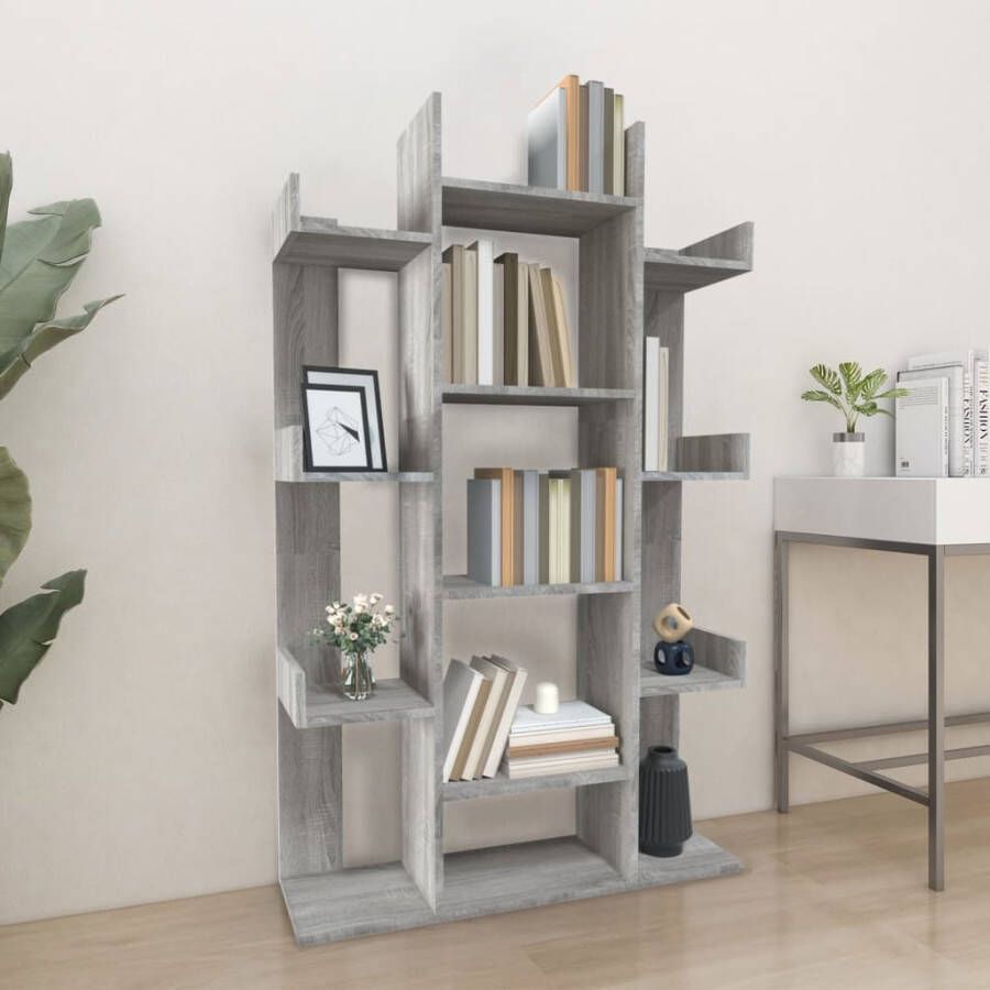 VidaXL -Boekenkast-86x25 5x140-cm-bewerkt-hout-grijs-sonoma-eiken