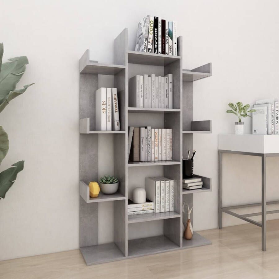 VidaXL -Boekenkast-86x25 5x140-cm-bewerkt-hout-betongrijs - Foto 2