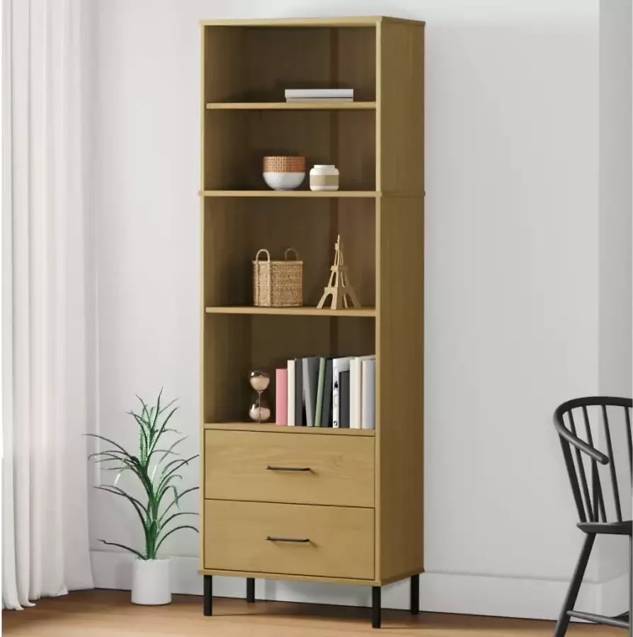 VidaXL -Boekenkast-met-2-lades-OSLO-60x35x180-cm-massief-hout-bruin - Foto 4