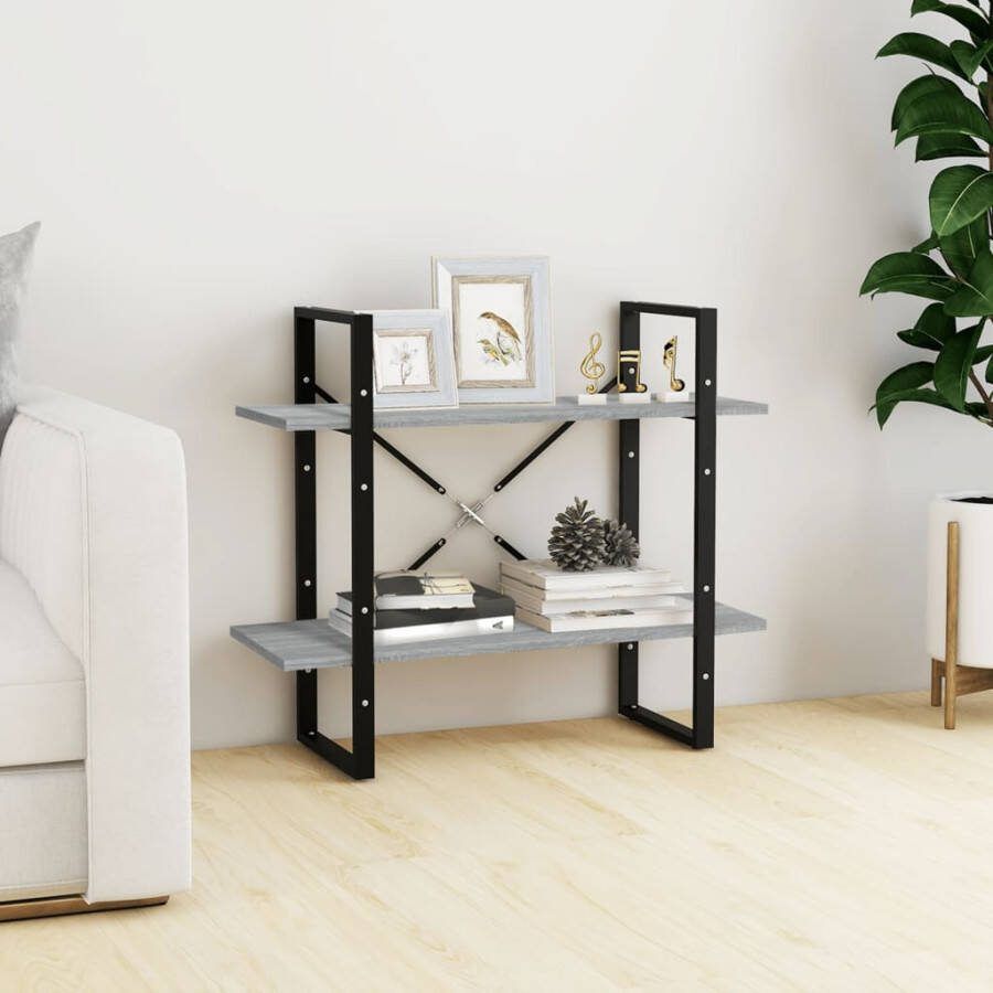 VidaXL -Boekenkast-met-2-schappen-80x30x70-cm-bewerkt-hout-grijs-sonoma
