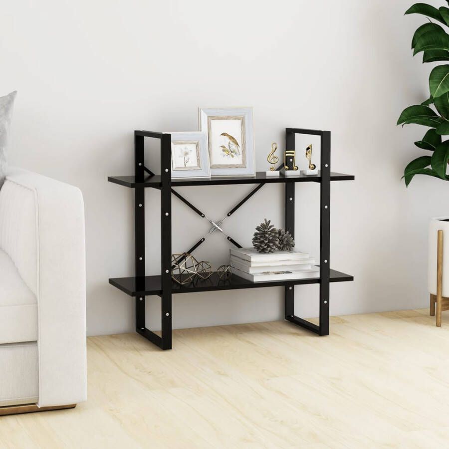 VidaXL Boekenkast met 2 schappen 80x30x70 cm bewerkt hout zwart
