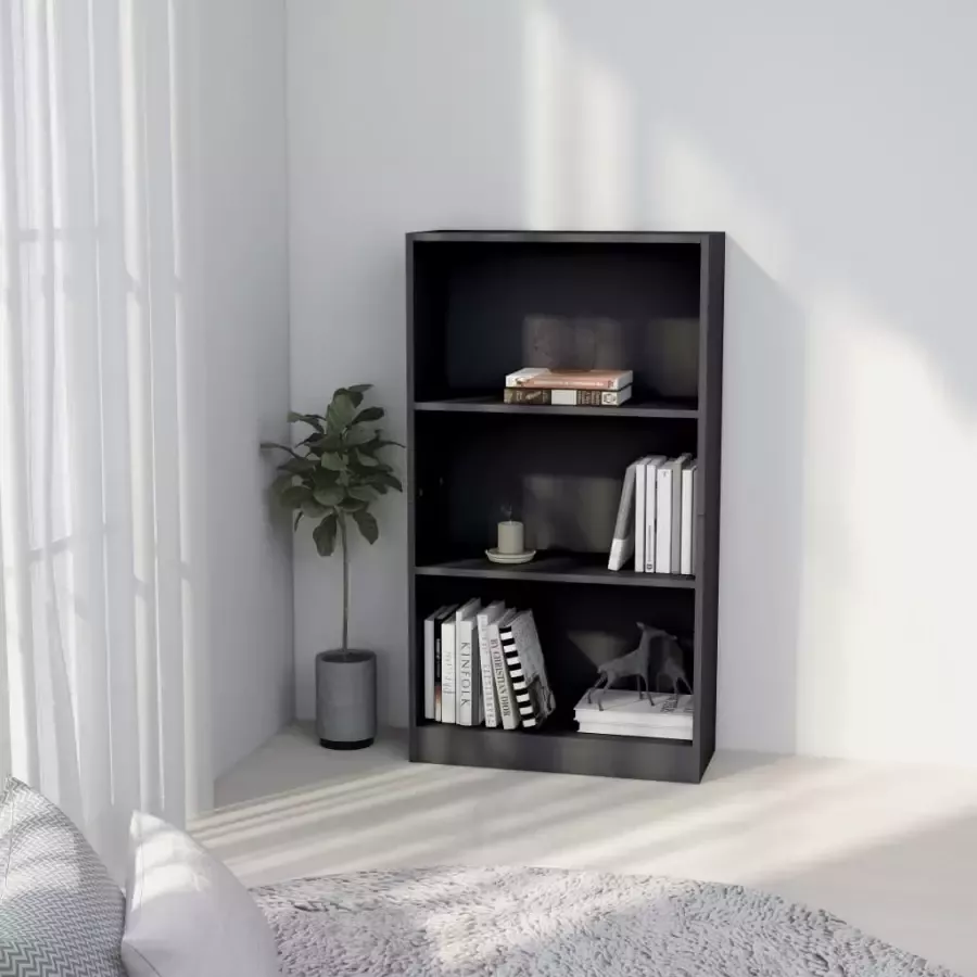 VIDAXL Boekenkast met 3 schappen 60x24x109 cm bewerkt hout grijs - Foto 1