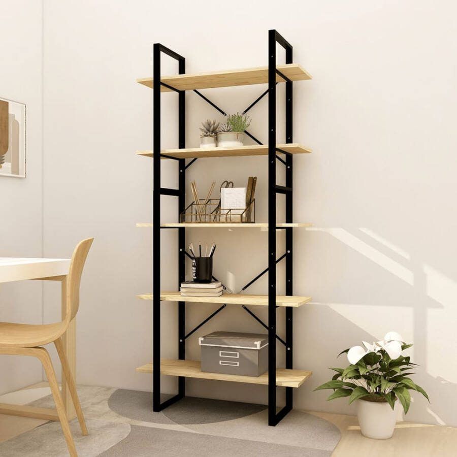 VidaXL -Boekenkast-met-5-schappen-80x30x175-cm-massief-grenenhout