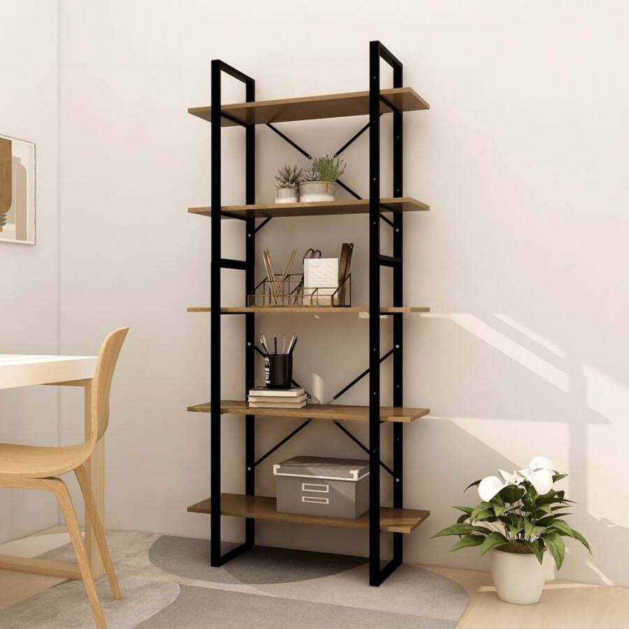 VidaXL -Boekenkast-met-5-schappen-80x30x175-cm-massief-grenenhout