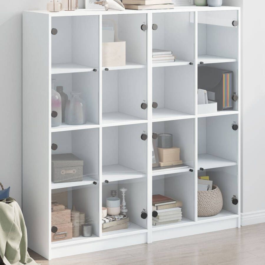 VidaXL -Boekenkast-met-deuren-136x37x142-cm-bewerkt-hout-wit