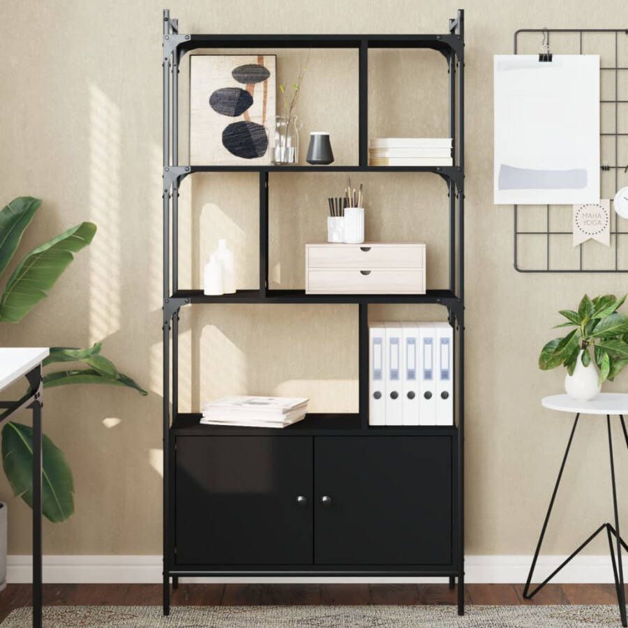 VidaXL -Boekenkast-met-deuren-76 5x30x154 5-cm-bewerkt-hout-zwart - Foto 1