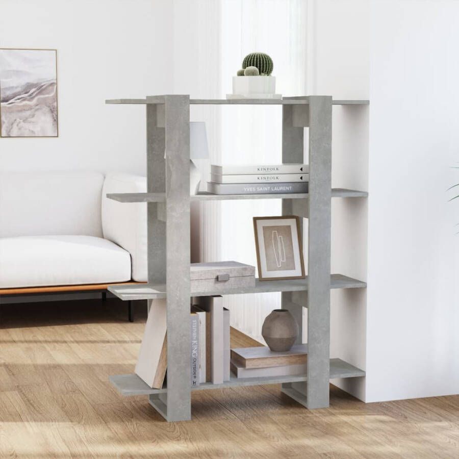 VidaXL Boekenkast kamerscherm 100x30x123 5 cm betongrijs