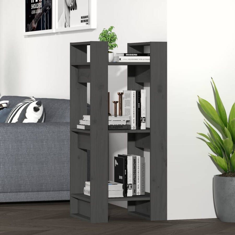 VidaXL -Boekenkast kamerscherm-41x35x91-cm-massief-grenenhout-grijs