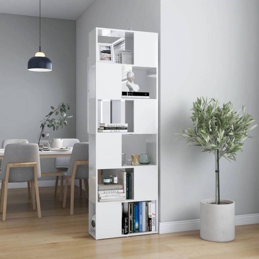 VIDAXL Boekenkast kamerscherm 60x24x186 cm hoogglans wit - Foto 1