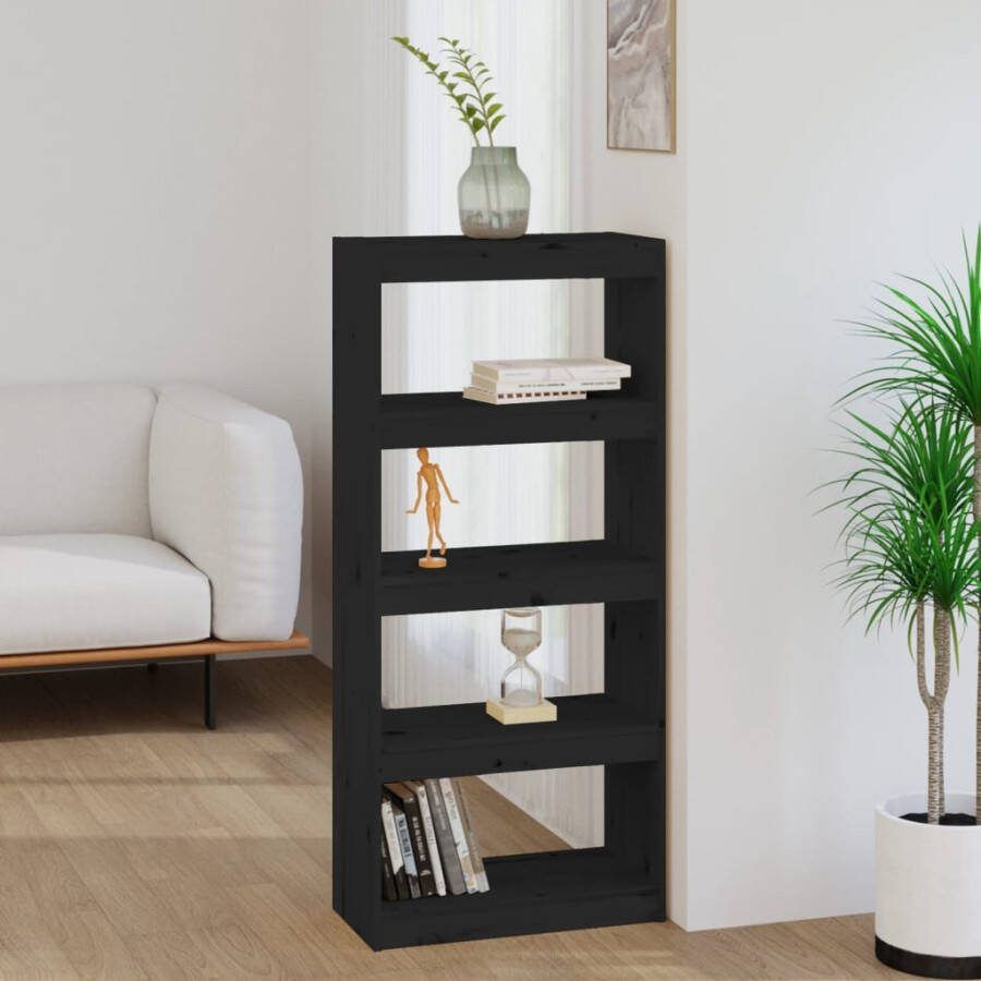 VidaXL -Boekenkast kamerscherm-60x30x135 5-cm-massief-grenenhout-zwart