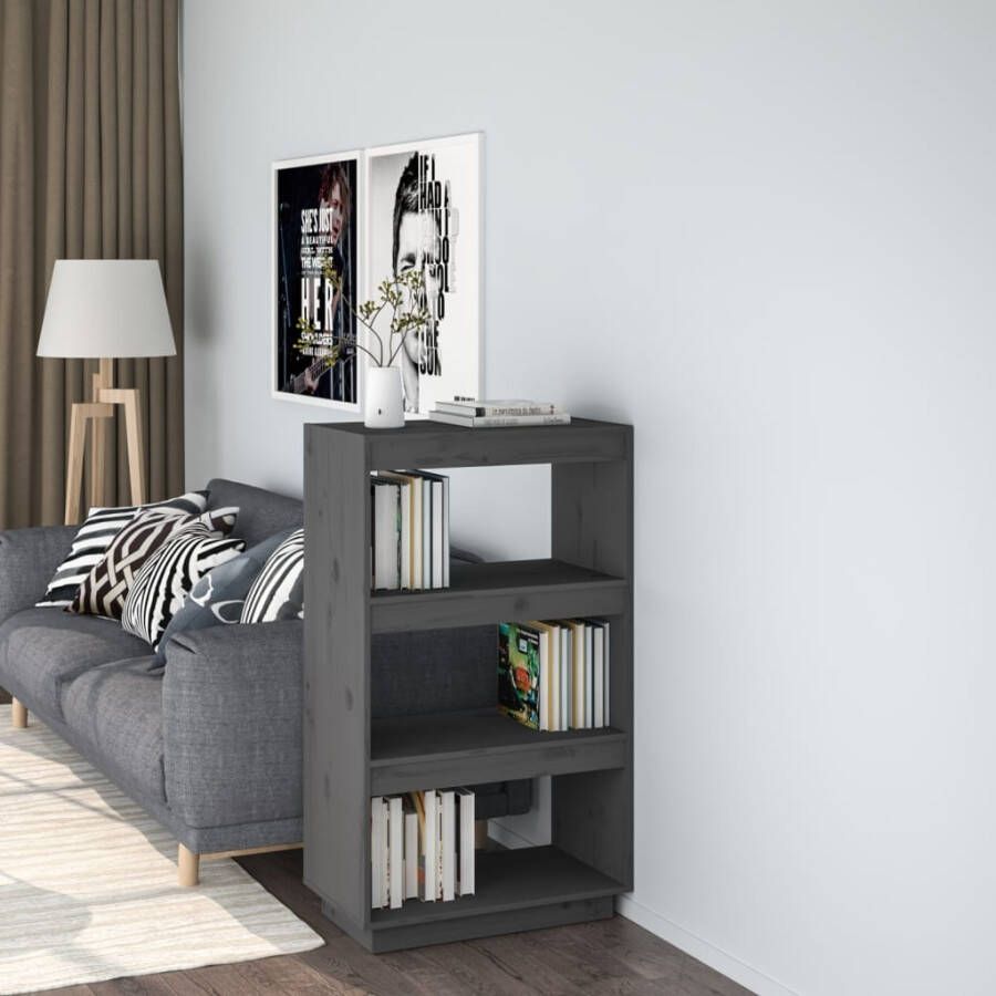 VidaXL -Boekenkast kamerscherm-60x35x103-cm-massief-grenenhout-grijs