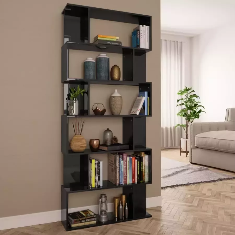 VIDAXL Boekenkast kamerscherm 80x24x192 cm hoogglans zwart