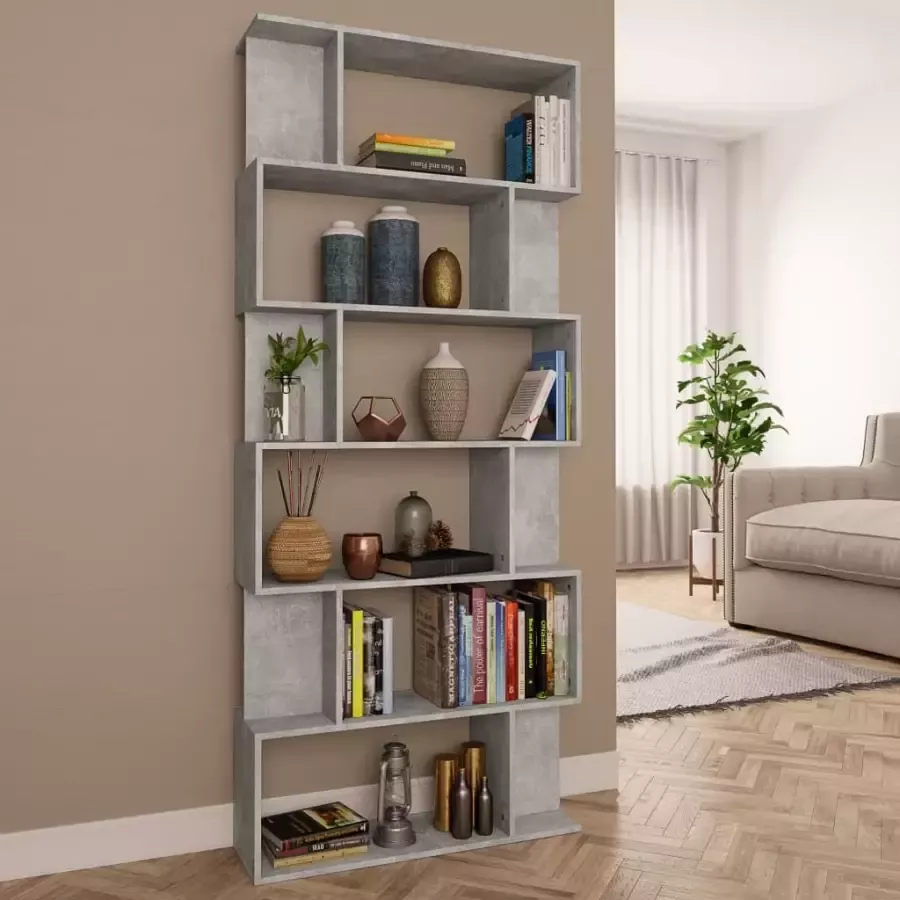 VidaXL -Boekenkast- -kamerscherm-80x24x192-cm-bewerkt-hout-betongrijs - Foto 3