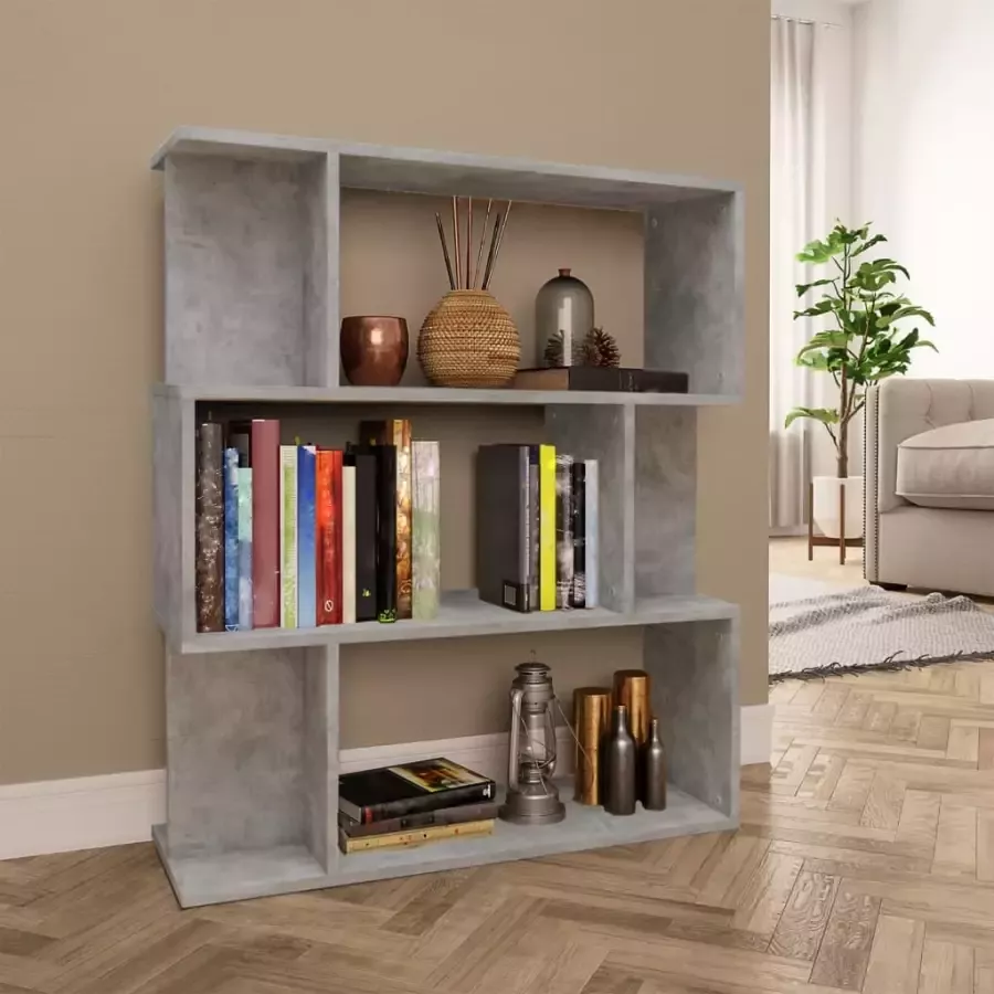 VidaXL -Boekenkast kamerscherm-80x24x96-cm-bewerkt-hout-betongrijs - Foto 4