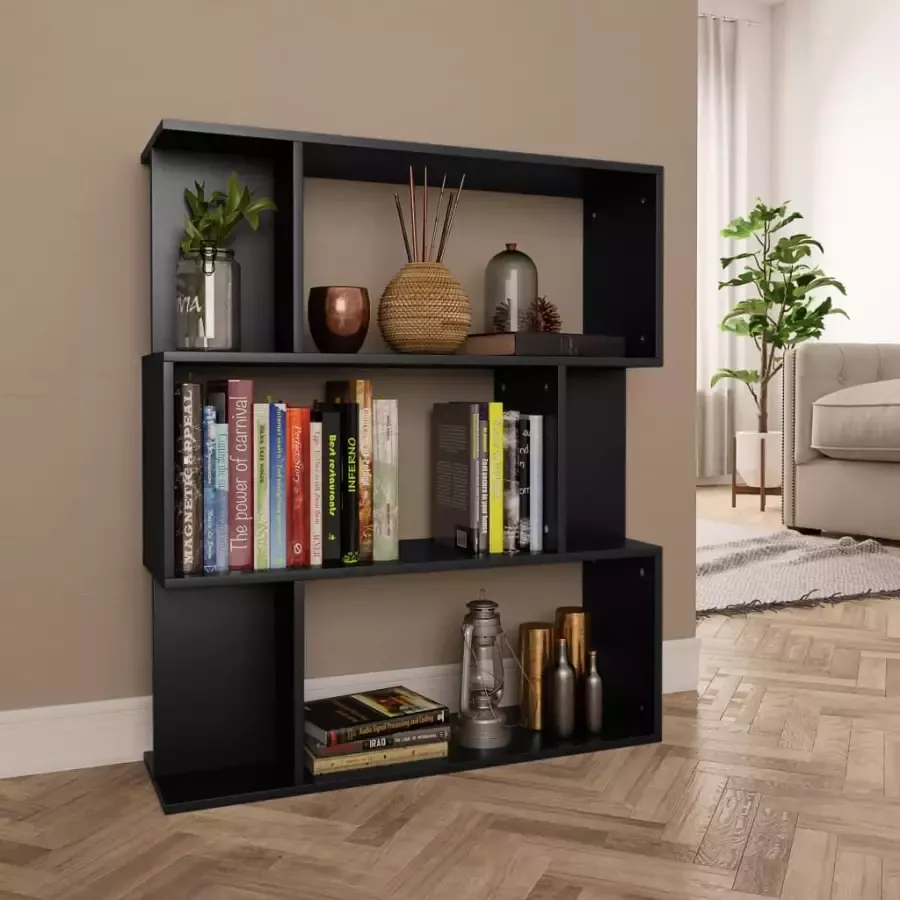 VidaXL -Boekenkast kamerscherm-80x24x96-cm-bewerkt-hout-zwart - Foto 3