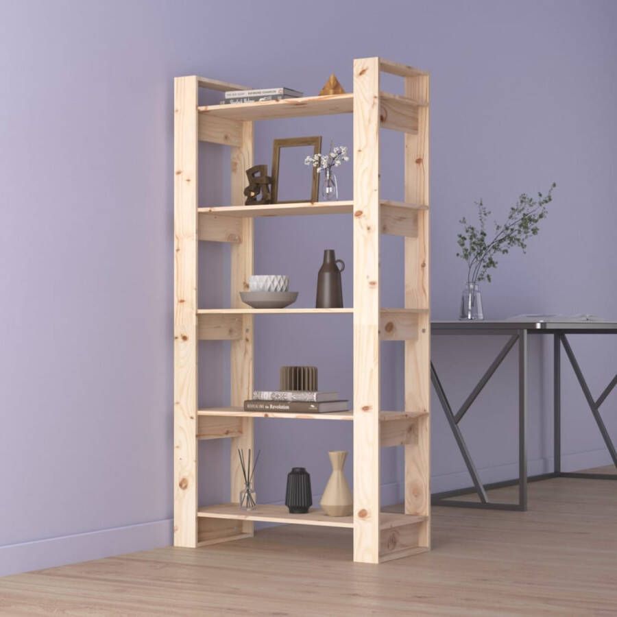 VidaXL -Boekenkast kamerscherm-80x35x160-cm-massief-grenenhout