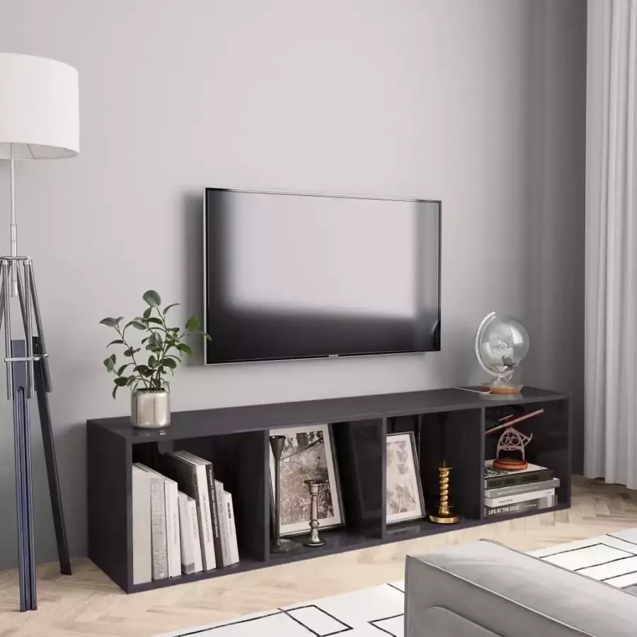 VIDAXL Boekenkast tv-meubel 143x30x36 cm hoogglans grijs - Foto 1