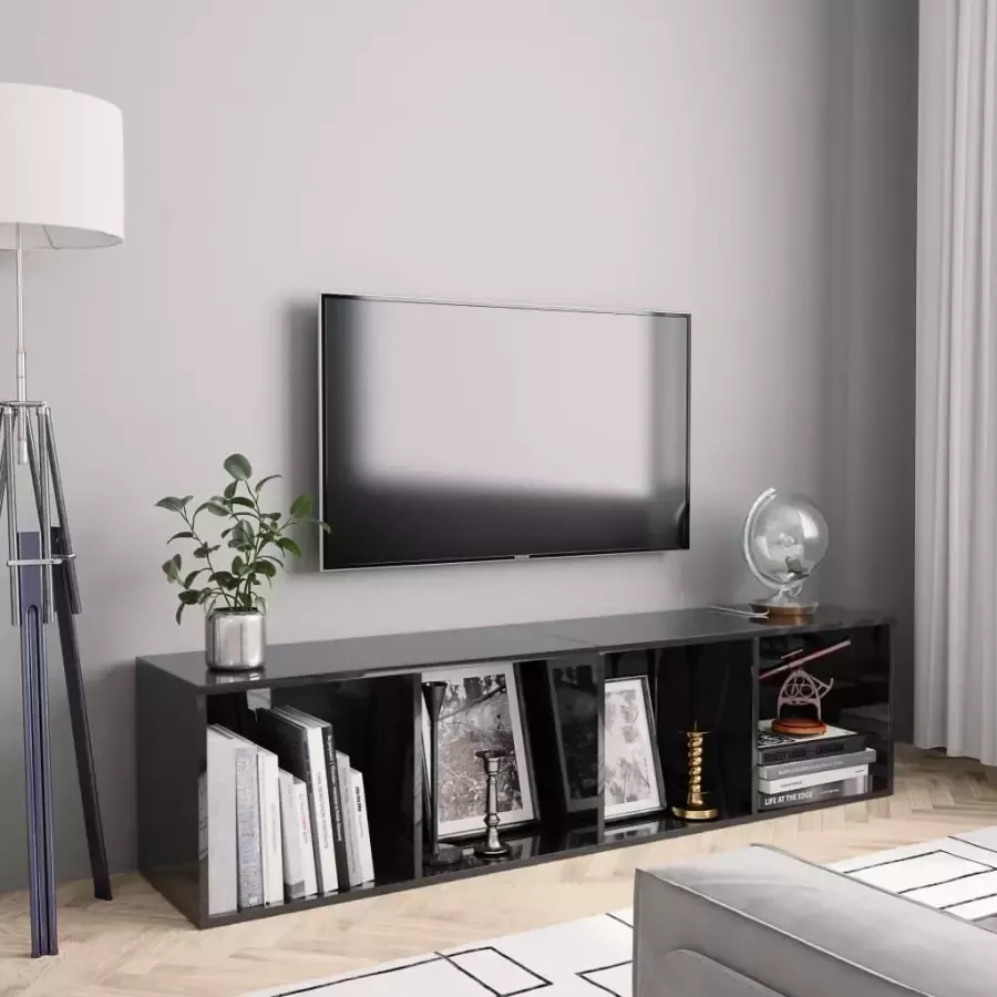 VIDAXL Boekenkast tv-meubel 143x30x36 cm hoogglans zwart