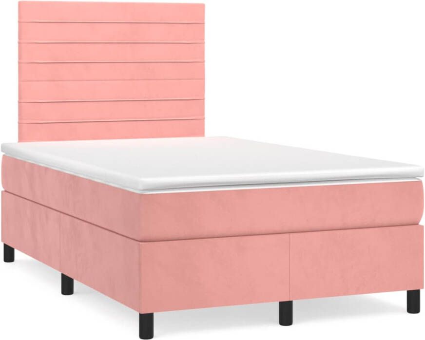 VidaXL -Boxspring-met-matras-en-LED-fluweel-roze-120x190-cm - Foto 6