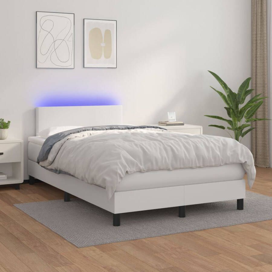 VidaXL -Boxspring-met-matras-en-LED-kunstleer-wit-120x200-cm - Foto 2
