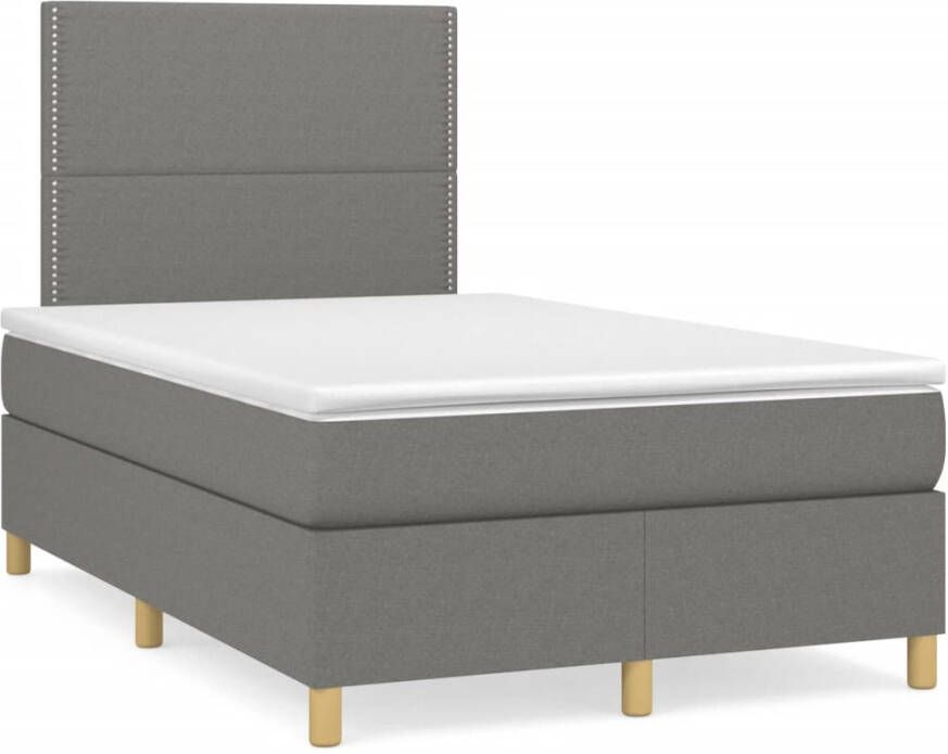 Vida XL Boxspring met matras en LED stof donkergrijs 120x190 cm SKU: V3270219 - Foto 2