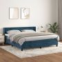 VIDAXL Boxspring met matras fluweel donkerblauw 160x200 cm - Thumbnail 1