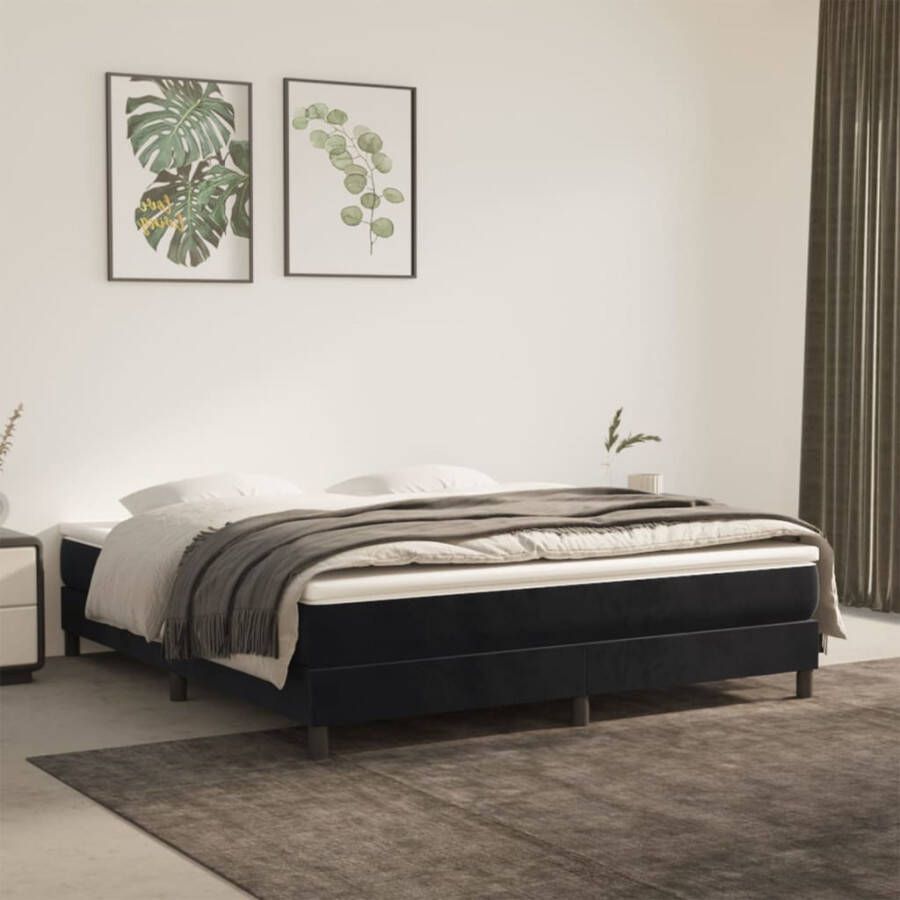 Vida XL Boxspring met matras fluweel zwart 160x200 cm SKU: V3144341