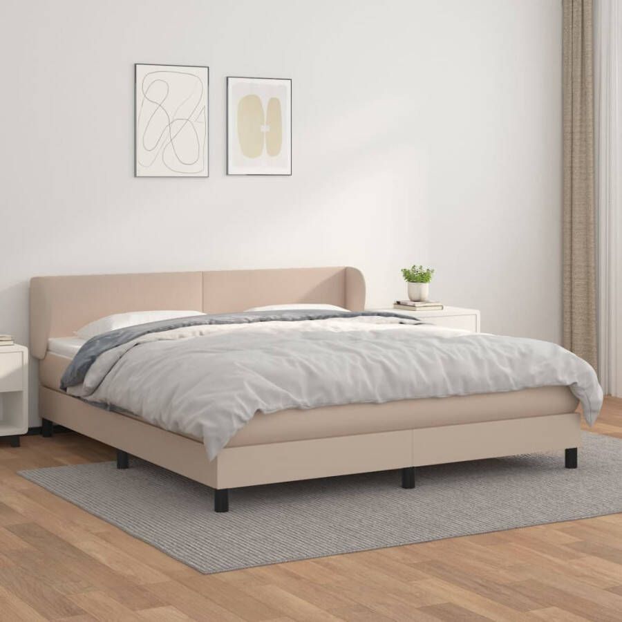 VidaXL -Boxspring-met-matras-kunstleer-cappuccinokleurig-180x200-cm - Foto 4