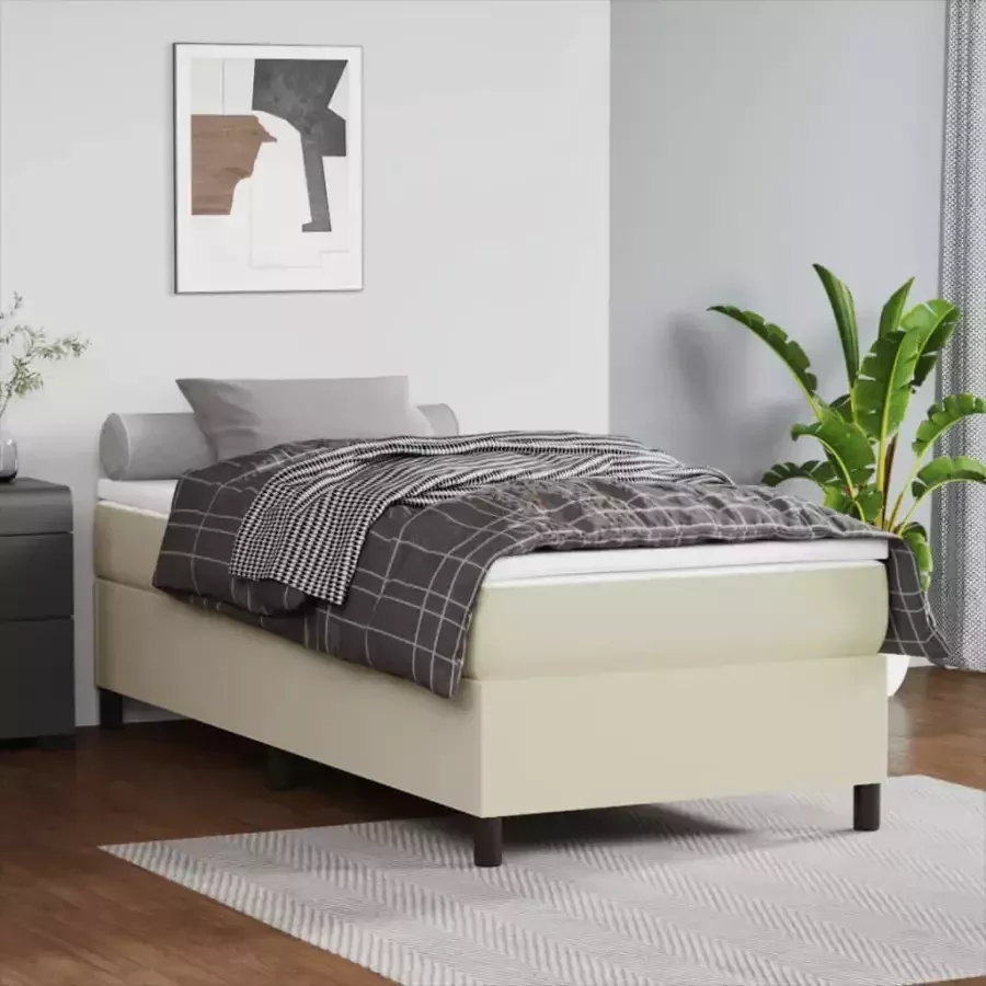 VidaXL Boxspring met matras kunstleer crèmekleurig 90x190 cm