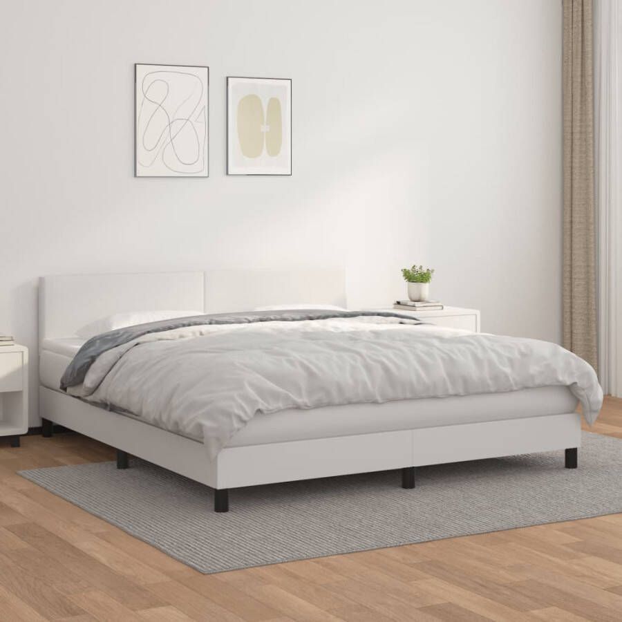 VidaXL -Boxspring-met-matras-kunstleer-wit-180x200-cm