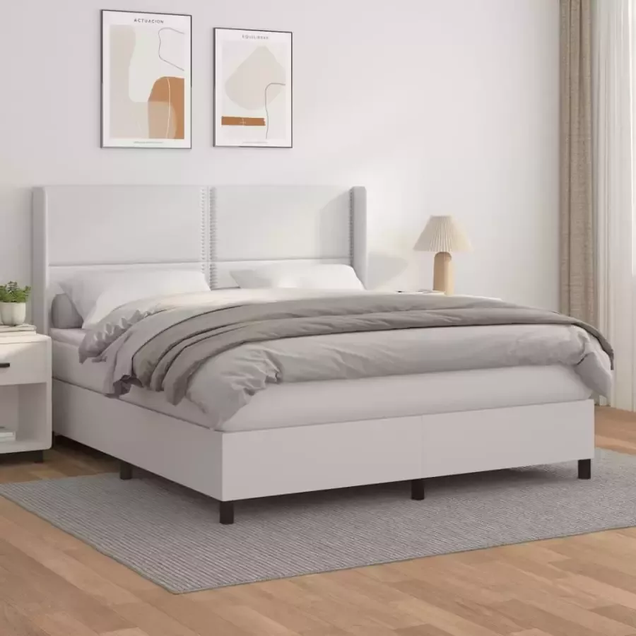 VidaXL -Boxspring-met-matras-kunstleer-wit-180x200-cm