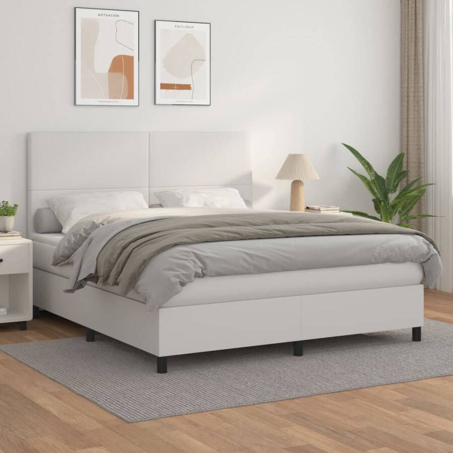 VidaXL -Boxspring-met-matras-kunstleer-wit-180x200-cm