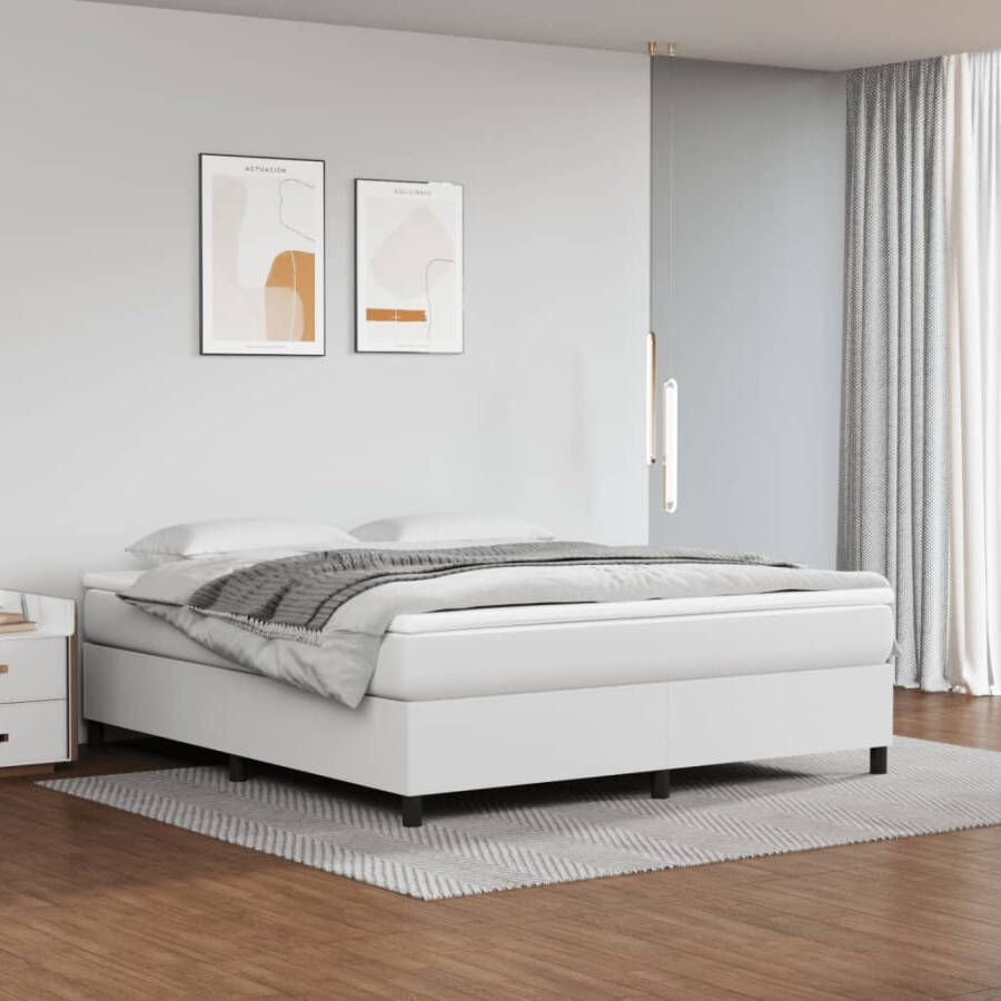 VidaXL -Boxspring-met-matras-kunstleer-wit-180x200-cm
