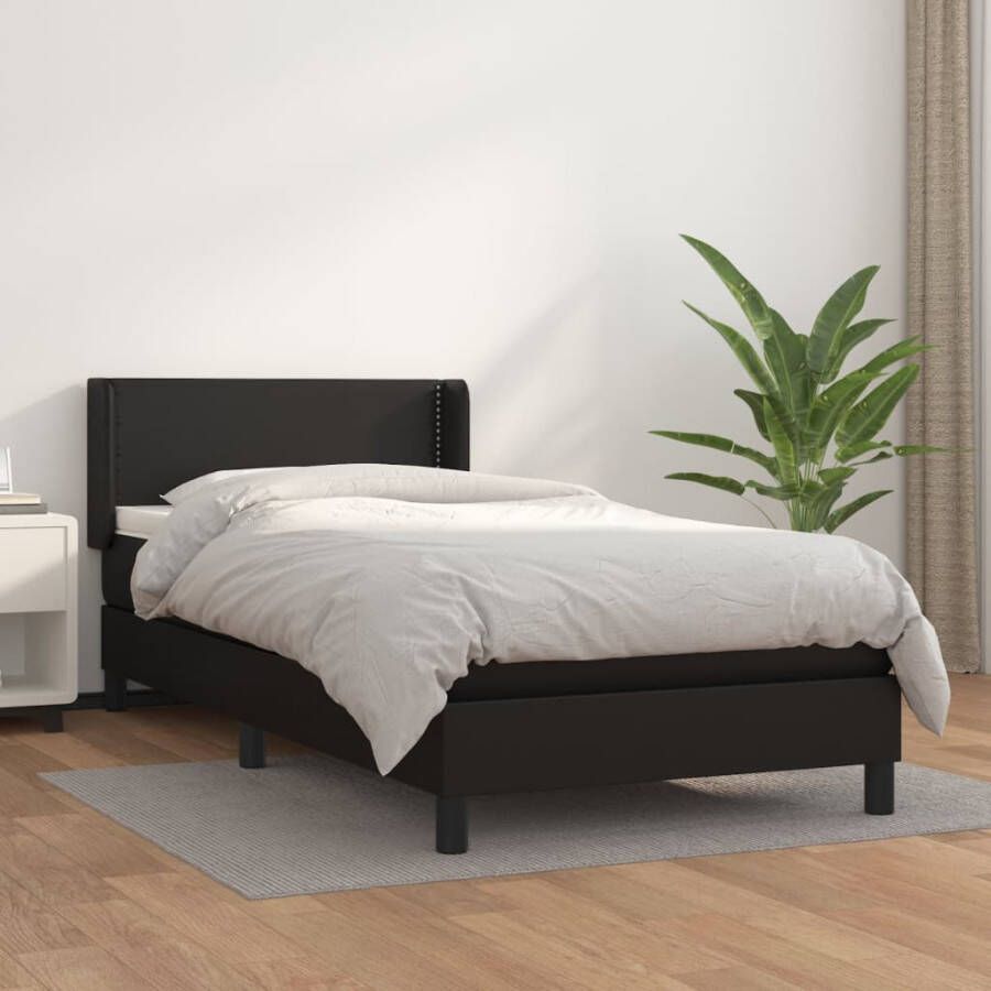 Vida XL Boxspring met matras kunstleer zwart 90x190 cm SKU: V3140975