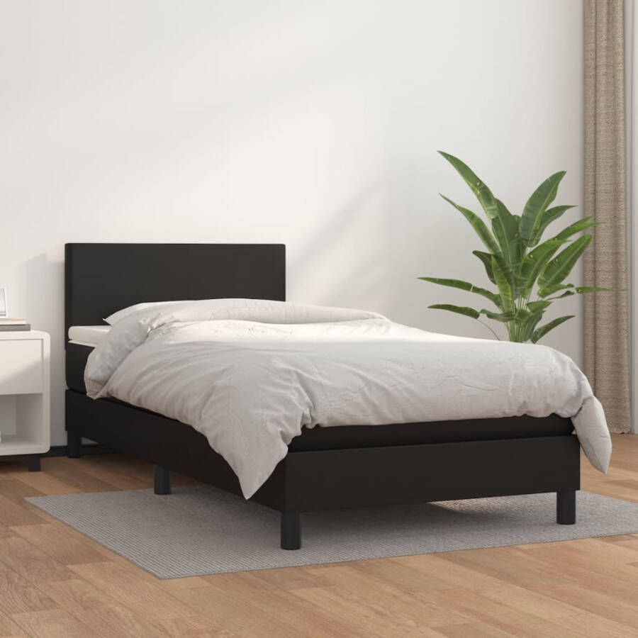 Vida XL Boxspring met matras kunstleer zwart 90x200 cm SKU: 3140981