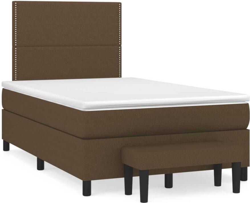 VidaXL -Boxspring-met-matras-stof-donkerbruin-120x190-cm