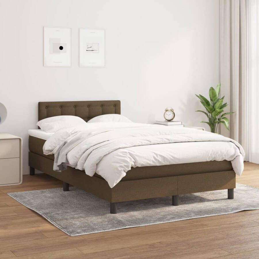 VidaXL -Boxspring-met-matras-stof-donkerbruin-120x200-cm